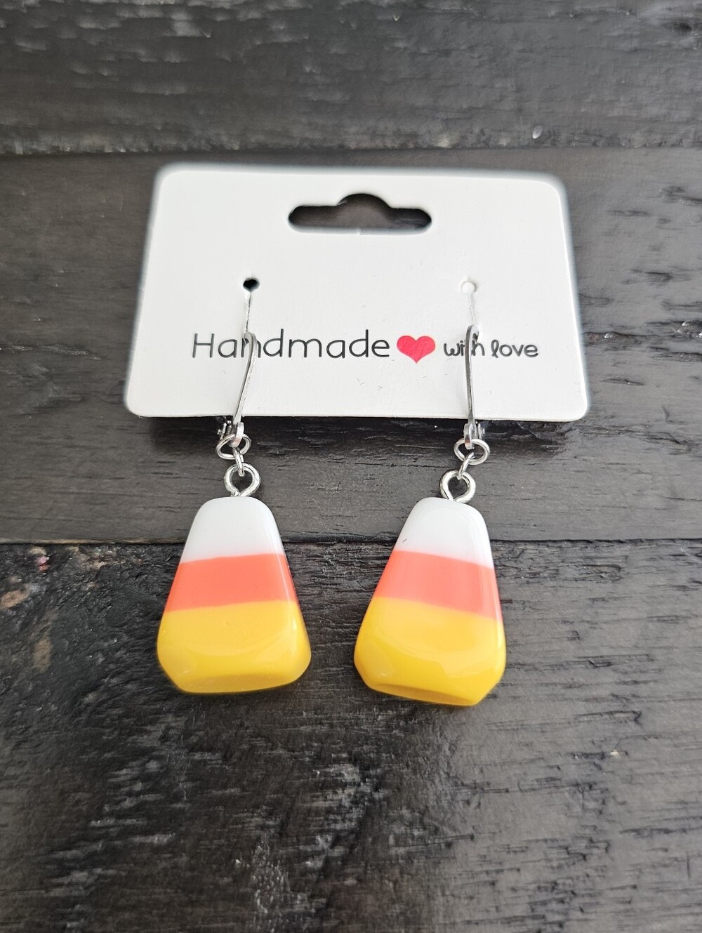 New Halloween Candy Corn Dangle Earrings Stainless Steel Hooks Spooky Cute